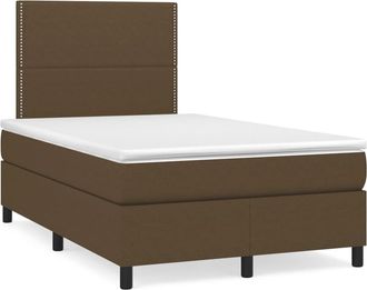 vidaXL Cama Box Spring Con Colch&oacute;n Y Led Tela Marr&oacute;n Oscuro 120x190 Cm Vidaxl