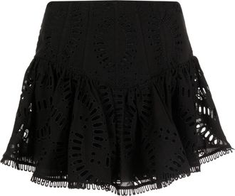 Charo Ruiz Ibiza Favik embroidered peplum miniskirt - women - Cotton/Polyester - S - Black