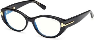 Tom Ford Icon Blue Block Oval Opticals - Dames - Brillen - Zwart - 53 MM - Accessoires
