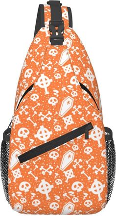 Generic Cartoon Halloween Coffin Skull Crossbody Bag Breathable Cross Body Bag Anti Theft Daypack For Camping Casual Cycling