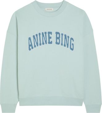 Anine Bing Miles Logo-appliqu&eacute;d Cotton Sweatshirt - Light Blue - S (UK8-10 / S)
