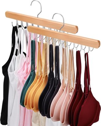 No Brand Paquete De 2 Perchas Para Sujetador, Ideales Para Guardar Ropa En El Armario. Perchas De Madera De Alta Calidad Para Chalecos, Con 36 Ganchos Plegable