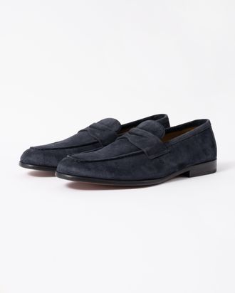 Oliver Sweeney Mens Keyworth Stiched Detail Loafers in Dark Grey Suede - Size UK 10