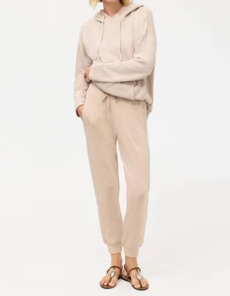 Johnny Was Cozy Contrast Stripe Jogger In Dark Oat