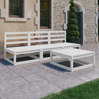 vidaXL Vidaxl - Set Divani da Giardino 4 pz Bianco in Legno Massello di Pino