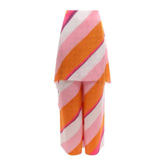 Fendi Wide Trousers, female, Multicolor, Size: S Ff Color-block Draped Trousers