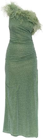 Os&eacute;ree feather-trimmed gown - women - Polyamide - S - Green