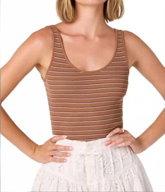 Astr Kaylea Scoop Neck Tank Top In Brown Stripe