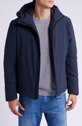 Save The Duck Sabal Water Resistant Hooded Jacket in Blue Black at Nordstrom, Size X-Large