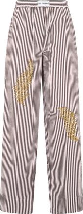 Des_Phemmes Gestreepte Broek met Strass - Dames - Wijde Broeken - Veelkleurig - 2XS - Katoen - Broeken