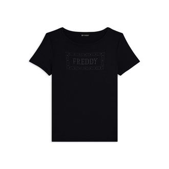 Freddy T-shirt donna con logo strass e glitter