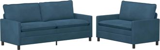 vidaXL Juego De Sof&aacute; 2 Uds. Azul Terciopelo Vidaxl