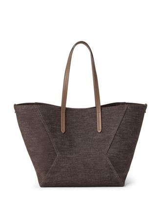 Brunello Cucinelli BC Duo shoulder bag - women - Cotton/Linen/Flax/Calf Leather - One Size - Brown