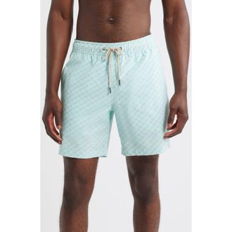Fair Harbor The Bayberry Swim Trunks in Mist Green Geo at Nordstrom Rack, Size Medium