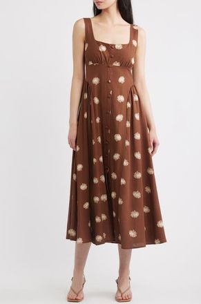 Blu Pepper Seashell Print Midi Dress in Brown at Nordstrom, Size Medium