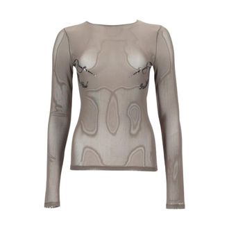 Jean Paul Gaultier Long Sleeve Tops - Dames - Tops - Grijs - Maat: XS