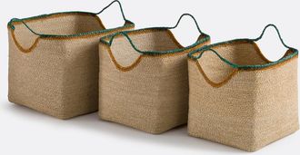 La Redoute Interieurs Set van 3 manden met gekleurde boorden, KOTUM