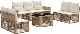 vidaXL Conjunto De Sof&aacute;s De Jard&iacute;n 8 Uds. Beige Y Blanco Crema Vidaxl