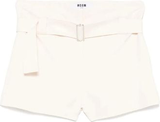 Msgm Belted Shorts - Dames - Bermuda - Wit - L - Leer - Korte Broeken