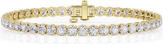 Grown Brilliance 7 Carat Round Lab Grown Diamond Tennis Bracelet in 14K Yellow Gold, Size 7 Inches, F Color, VS2 Clarity