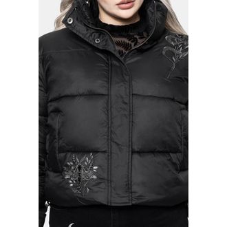 Disturbia Nirah Embroidered Padded Jacket in Black at Nordstrom, Size 14