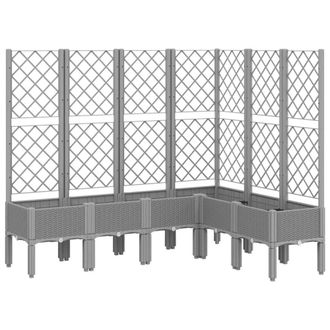 Berkfield Home Garden Planter with Trellis Light Grey 160x120x142 cm PP | Size: 160 x 120 x 142 cm