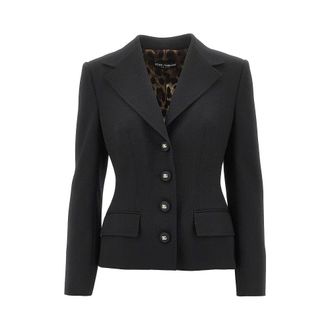 Dolce & Gabbana Slim Fit gabardine single-breasted jacket Woman 42
