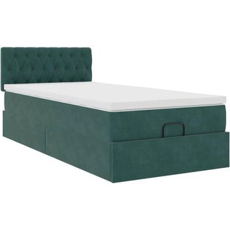vidaXL Estructura De Cama Otomana Colch&oacute;n Terciopelo Verde Oscuro Vidaxl