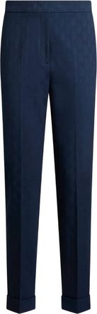 Etro Pantaloni crop con effetto jacquard - Blu