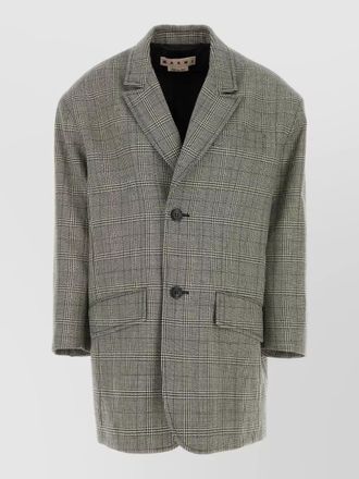 Marni wool blazer oversize embroidered checked design