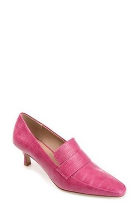 Journee Collection Celina Croc Embossed Loafer Pump - Wide Width Available in Fuchsia at Nordstrom Rack, Size 6.5
