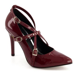 Andrea Womens Fashion Triple Strap Stiletto Pumps In Burgundy