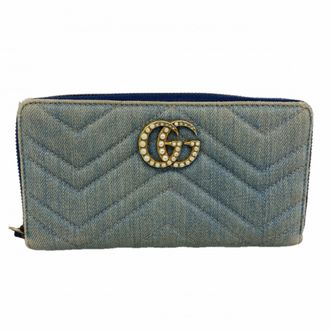 Gucci Blue Denim Long Wallet (Bi-Fold) (Pre-Owned)