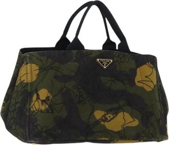 Prada Pre-owned Handbags, female, Green, Size: ONE SIZE Pre-owned Canvas Handbag