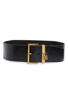 Kurt Geiger Brixton Leather Belt in Black/Antique Brass at Nordstrom Rack, Size X-Small/small