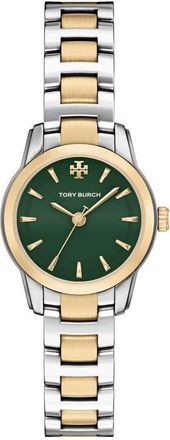 Tory Burch The Small Miller Two-Tone Bracelet Watch, 28mm in Green/two Tone at Nordstrom