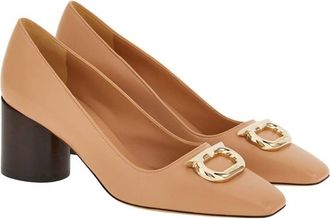 Ferragamo Leather Gancini Ornament Pumps, Size 6.5 C