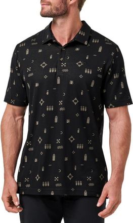 Travis Mathew Weather Patterns Print Cotton Blend Polo in Black at Nordstrom, Size Xx-Large