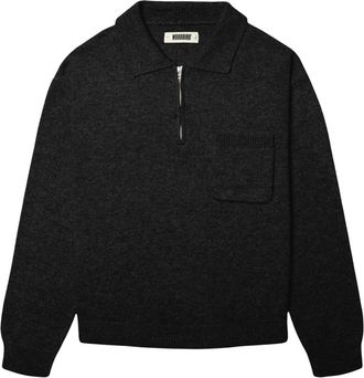 Woodbird WBKang 1/2 Zip Polo - Heren - Ronde hals truien - Zwart - L - Polyester - Truien & Vesten