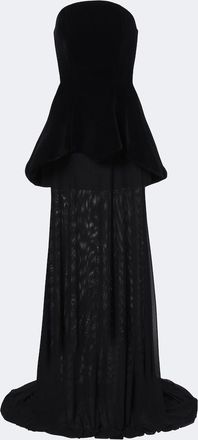 DAVID KOMA Peplum strapless gown