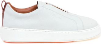 Santoni Tumbled Leather Slip-On Sneaker - female - Santoni - Sneakers - White - 6 1/2 UK - Shoes