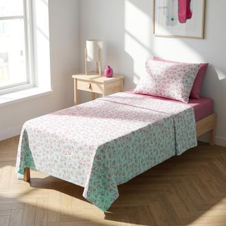 KASANOVA Completo letto singolo fiori malva cotone