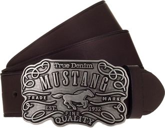 Mustang Lederg&uuml;rtel MUSTANG, Herren, Gr. 11,5, schwarz braun, Rindsleder, G&uuml;rtel Lederg&uuml;rtel, feine Logopr&auml;gung, Echtleder, aufwendige G&uuml;rtelschnalle
