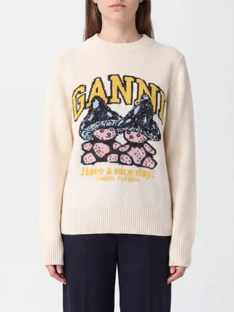 Ganni Slim Fit Recycled Wool Logo Print Jumper