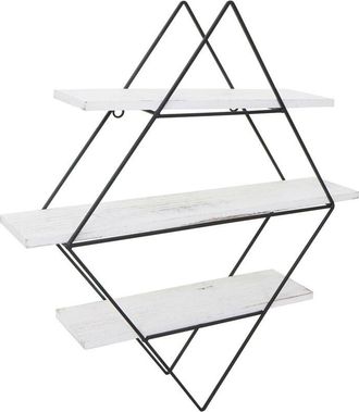 Hhg Nunca Usado] Estanter&iacute;a De Pared Hhg 842, Estanter&iacute;a Colgante Estanter&iacute;a, Dise&ntilde;o Industrial Madera Aut&eacute;ntica 60x55x12cm, Blanco Shabby