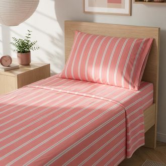 KASANOVA Completo letto singolo righe corallo