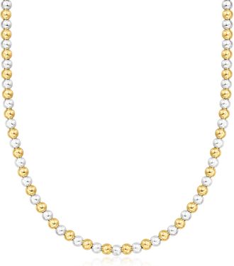 RS Pure by Ross-Simons Italian 5mm Sterling Silver and 18kt Gold Over Sterling Bead Necklace