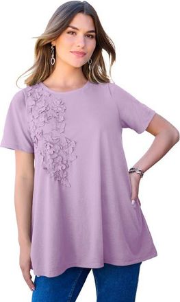 Roaman's 3 D Appliqued Swing Tee in Pale Lavender at Nordstrom, Size 16