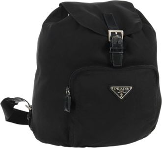 Prada Front Pocket Tessuto Black Nylon Backpack Bag (Pre-Owned)
