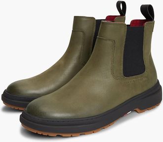 Tommy Hilfiger Mens Leather Chelsea Boot - Platinum Olive - US 11.5 / EU 45
